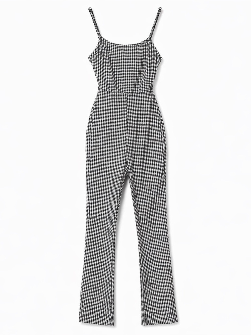 Urban Outfitters Gingham Slim Jumpsuit with Spaghetti Straps - Black & White. XS